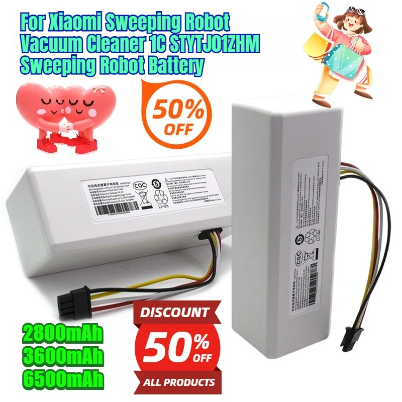 

14.4V 2800mAh 3600mAh 6500mAh for Xiaomi Sweeping Robot Vacuum Cleaner 1C STYTJ01ZHM Sweeping Robot Battery