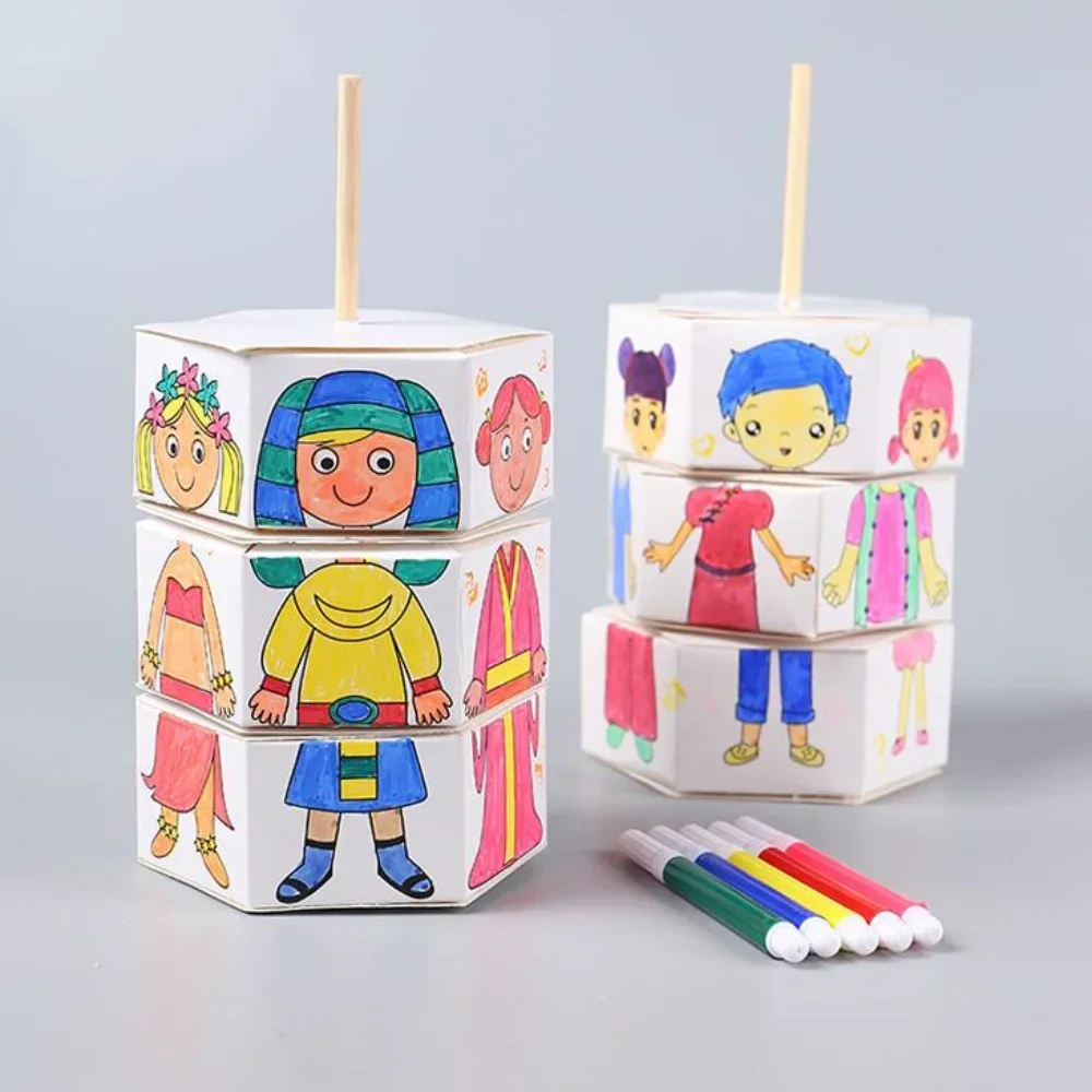 Children's DIY Craft Toys Novelty Painting Drawing Toys Color Filling Paper Rotating Graffiti Puzzle Educational Toys for Kids