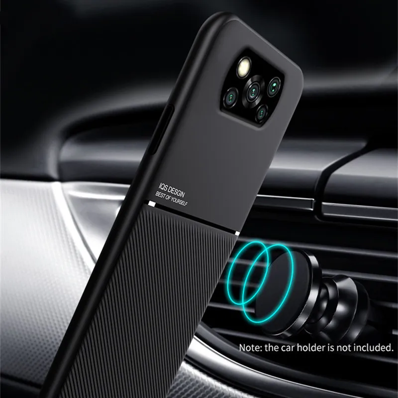 For Xiaomi Pocophone Poco X3 NFC Case Car Magnetic Holder Leather Texure Cover For Mi Poco X3 Pro PocoX3 GT Silicone Frame Coque