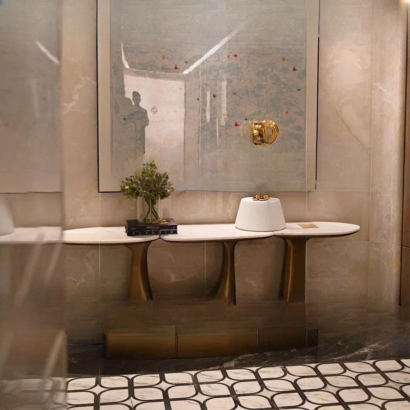 Light luxury stainless steel, entrance villa, modern creative design high-end sense, entrance table