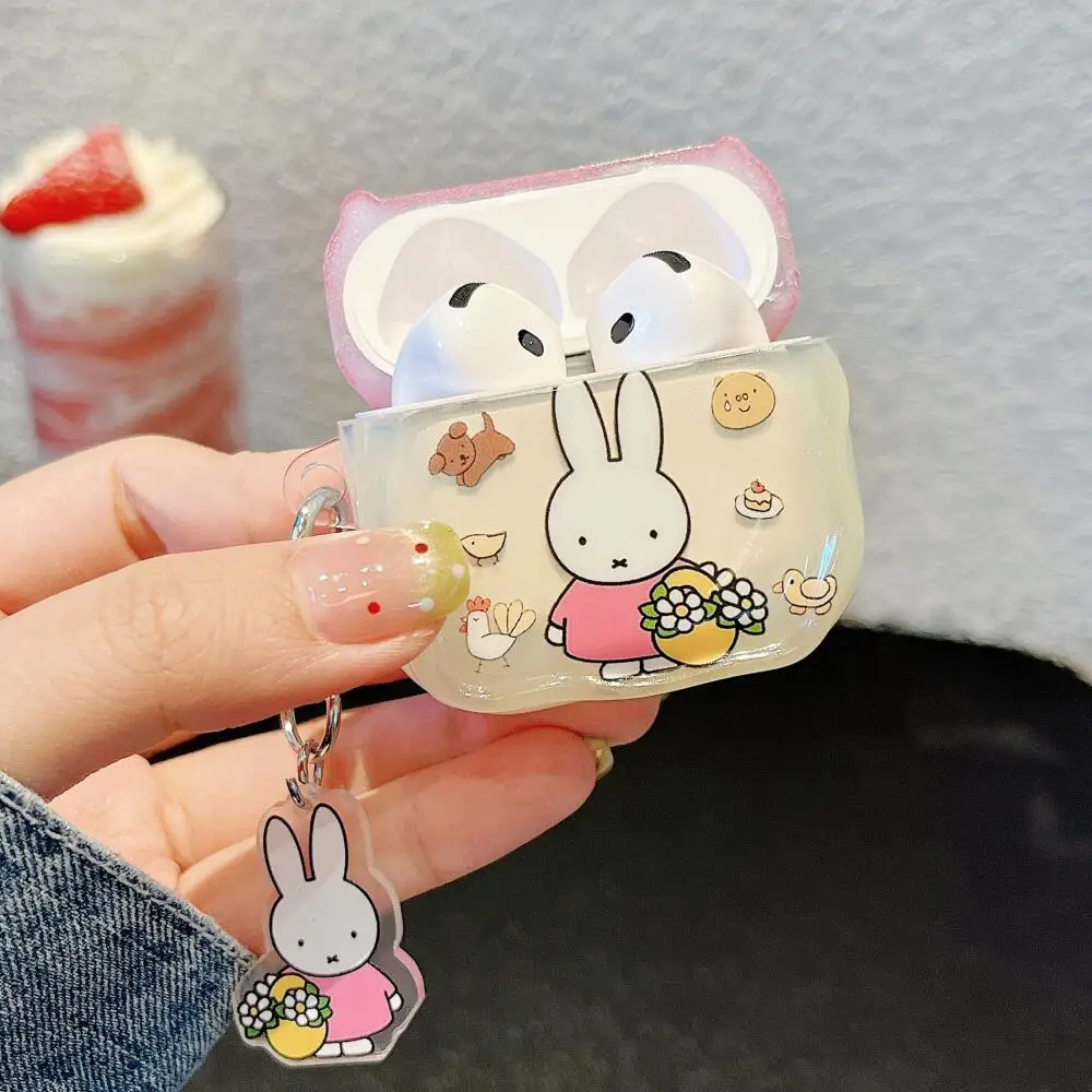 Miffy Wireless Bluetooth Protective Case Kawaii Cartoon Flower Basket Miffy Rabbit Airpods Pro Earphone Case Fall Prevention