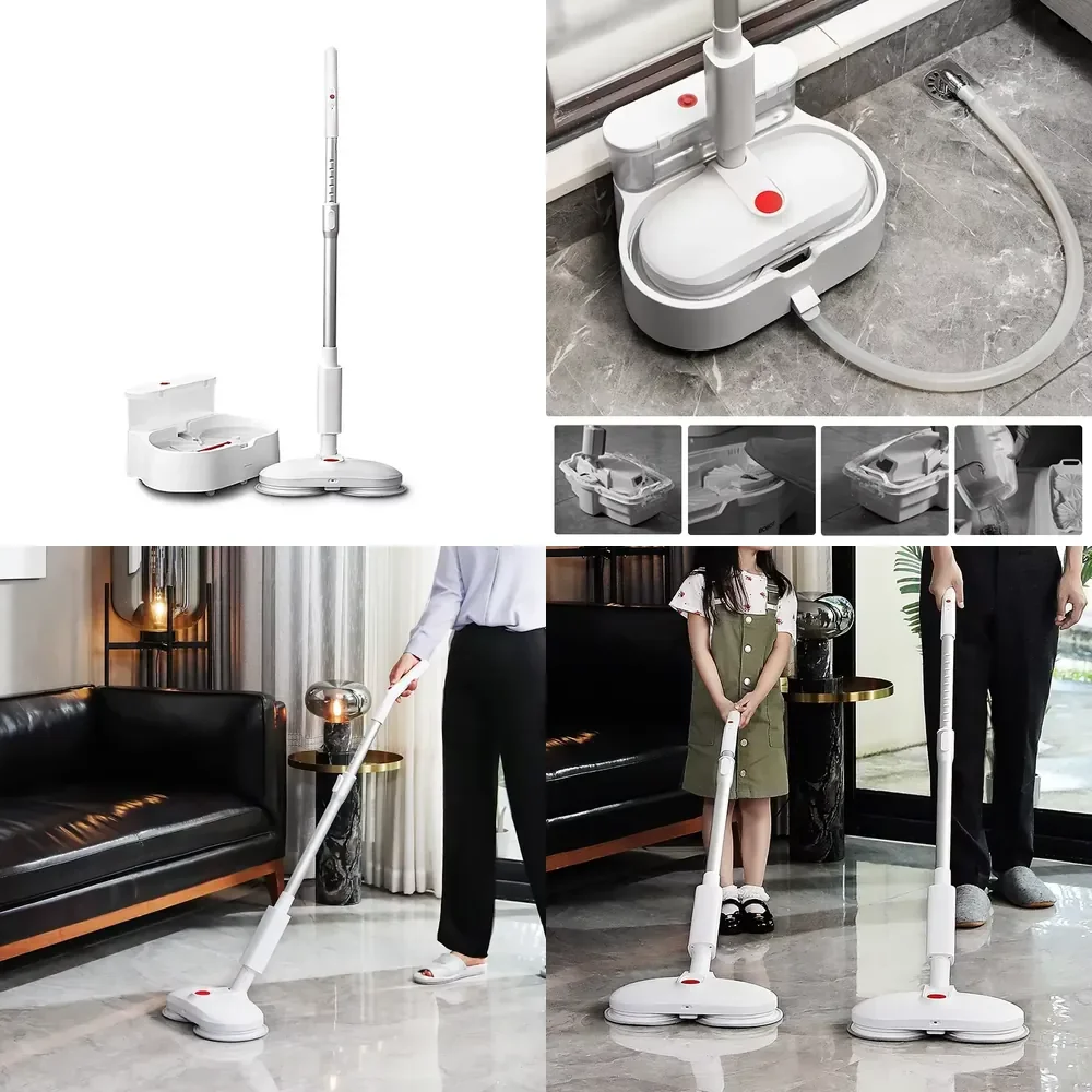 Household Handheld Rechargeable Steam Water Wet and Dry Vacuum Cleaner Floor Mopping Sweeper with 180 Degree Mop Pad