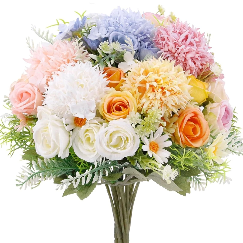 1/3PCS Künstliche Blumen Hochzeit Hause Raum Dekoration Brautstrauß Garten Gefälschte Seide Rosen Hortensien Vase Diy Geschenk party Hof