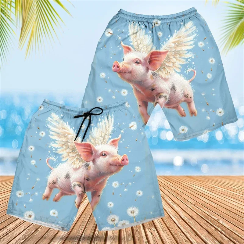 Hip Hop Pig Graphic Short Pants For Men Clothes Funny Design Beach Shorts Hawaiian Animal Boy Trunks Women Aloha Trousers Tops