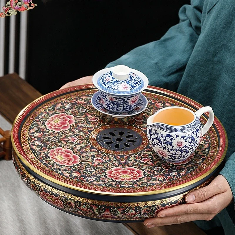 Brewing table tea tray, tray round new Chinese style