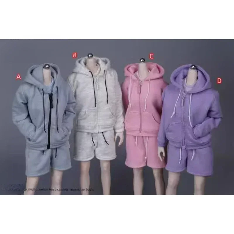 TW2088 1/6 Scale Cd051 Female Soldiers Fashion Sweatshirt Suit Sports Hoodie Vest Shorts Clothes Model for 12