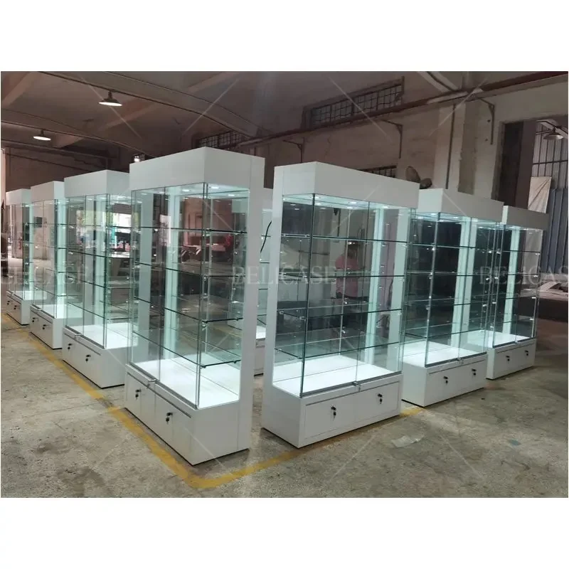 custom.High Quality Boutique Wood Display Cabinet Furniture Glass Showcases and Cases Jewelry Showcase Smoke Shop Display Vi