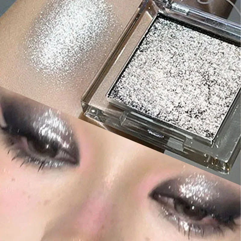 Wet Gel Eyeshadow Black Silver Glitter Eye Shadow Palette Punk Smoky Metallic Eye Pigments Highlight Contour Face Blush Cosmetic