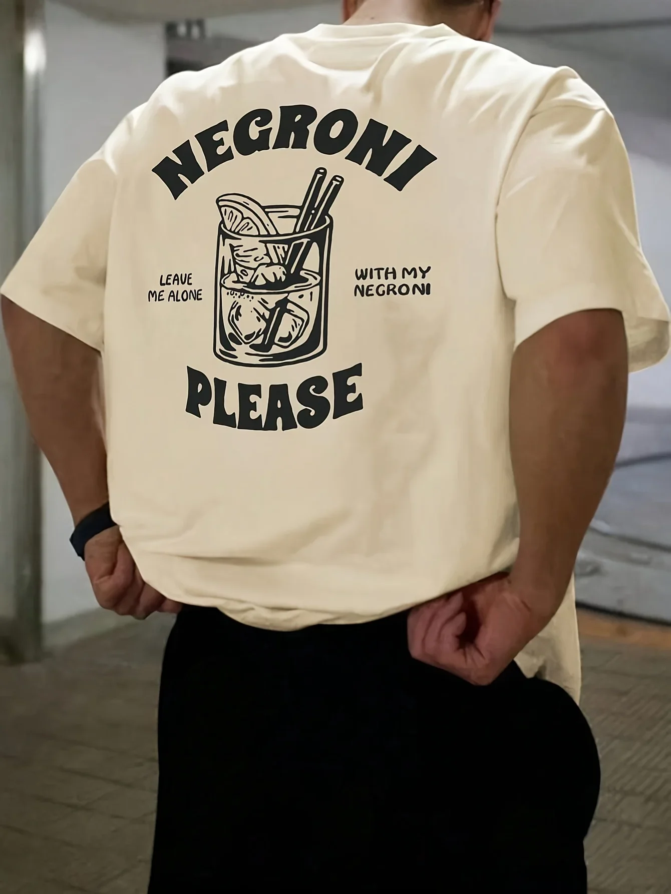 Camiseta Masculina De Algodão 100% Macio Premium Com Estampa De Coquetel Negroni, Perfeita Para Bebidas Casuais De Verão.