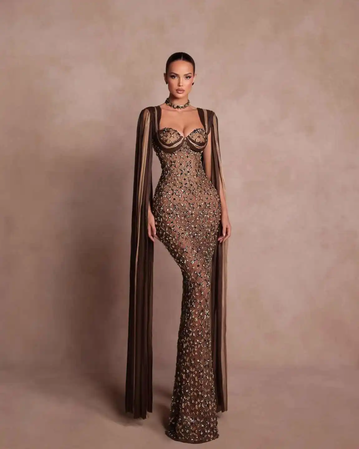 New Prom Dress Princess Elegant Women Evening Dresses 3D-Lace Slim Fit Shine Party Grown Vestidos De Novia Size Customized