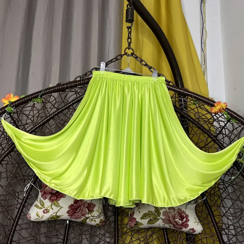 Women Men Glossy Satin Sexy Silky Smooth Short Skirts Plus Size High Waist Sleeping Loose Bottoms Half Skirts