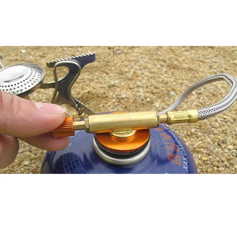 

Outdoor Stove Flat Cylinder Adjustable Gas Stove Valve With Tube Connector For Camping Red Durable Long