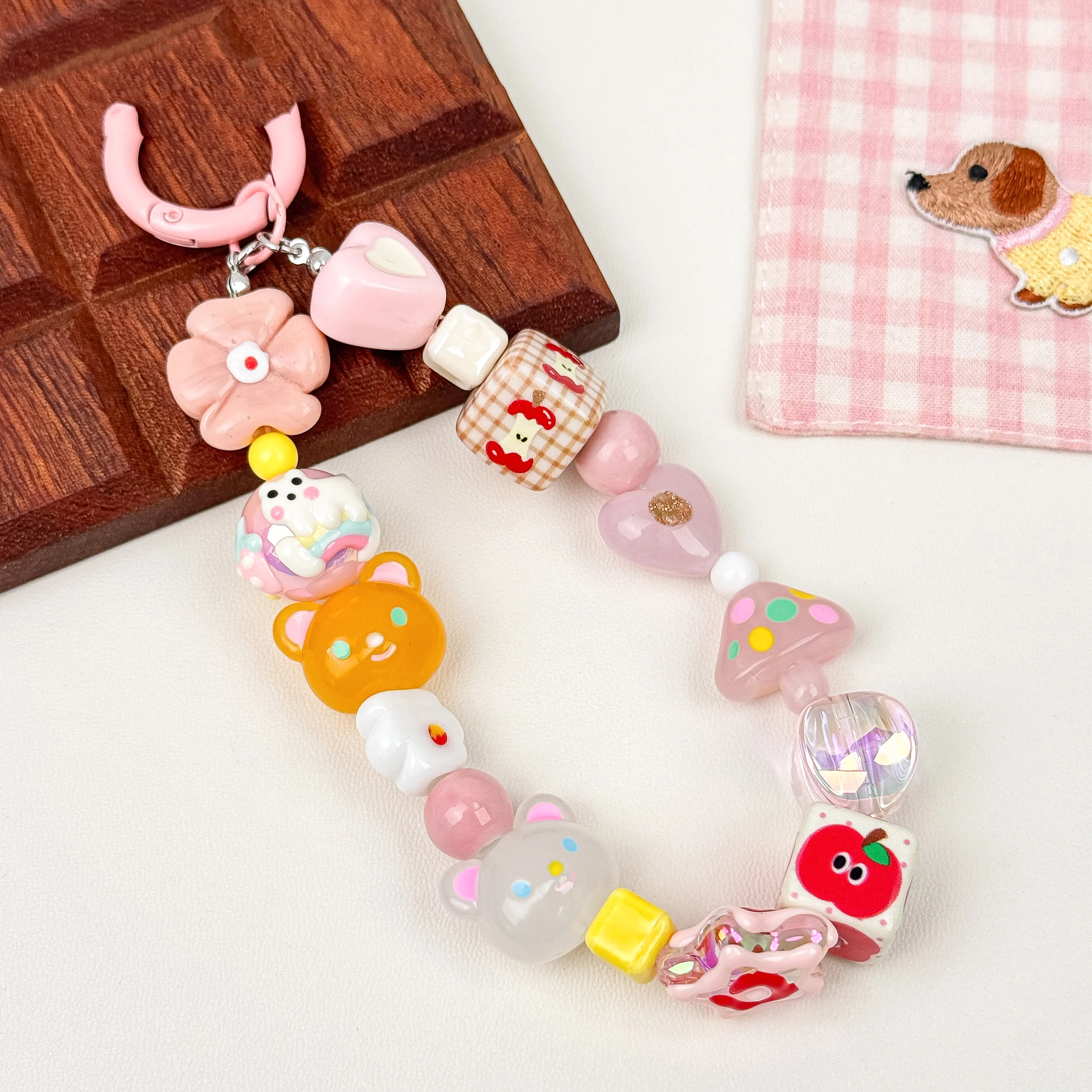 Cute Bear Mushroom Acrylic Beads Beaded Handmade Diy Bracelet Necklace Mobile Phone Chain Jewelry Accessories Materials