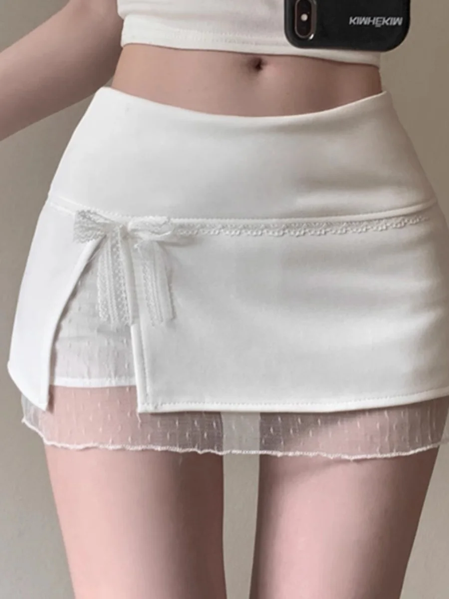 

High Waist Lace Patchwork Women's Skirt Slimming A-Line Wrap Body ort Skirt Summer 2025 New Sle Faionable Commute