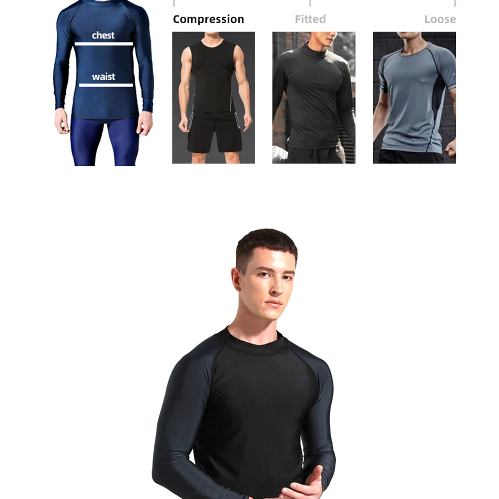 UPF50+ Protection Rashguard Men Long Sleeve Swimsuit Rash Guard Jiu Jitsu Quick Dry Surf Driving T Shirt For Swimming 5XL