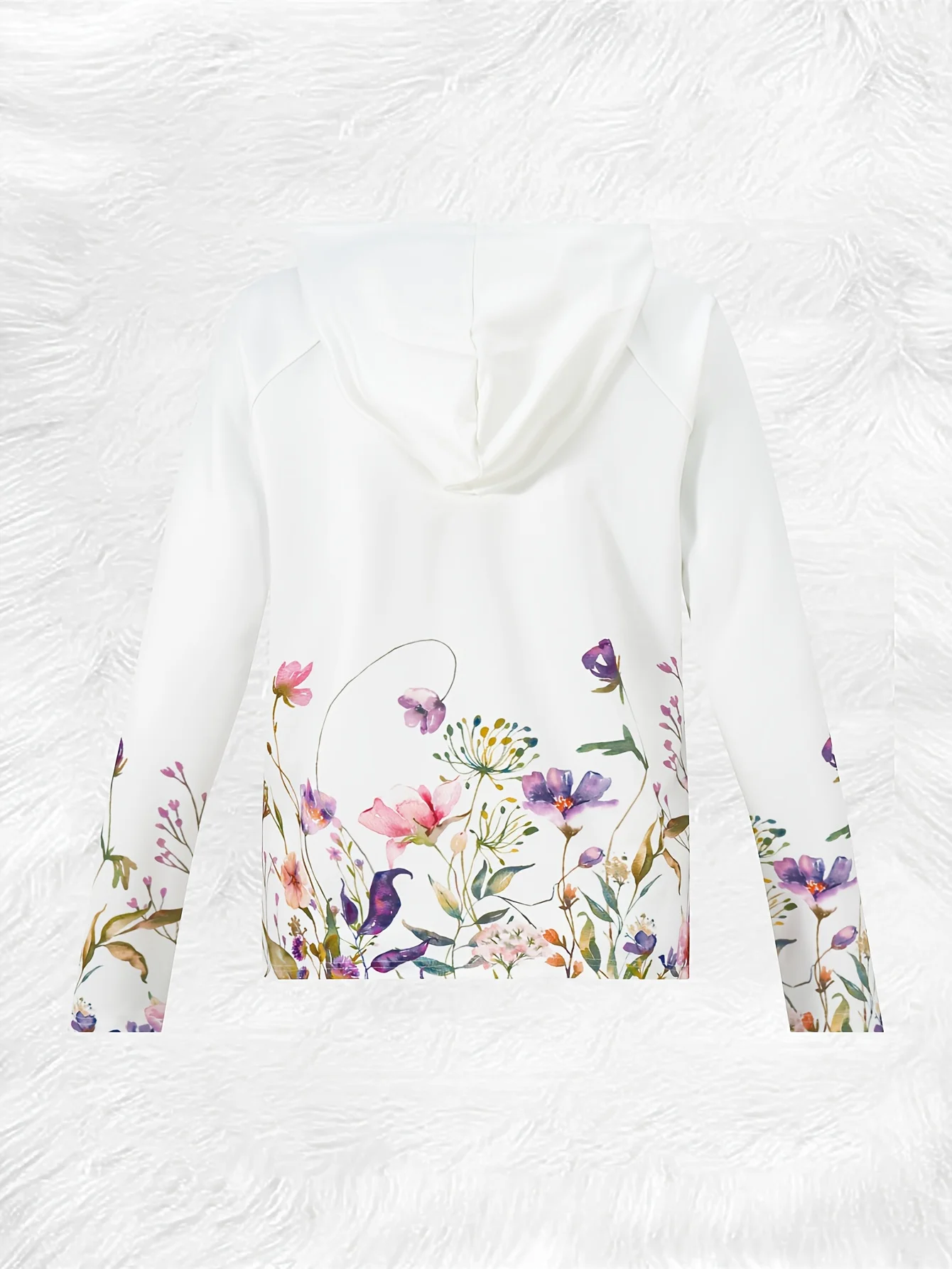 Printed Design spring and autumn styles casual style Floral Pattern With Purple And Pink Flowers hooded jacket