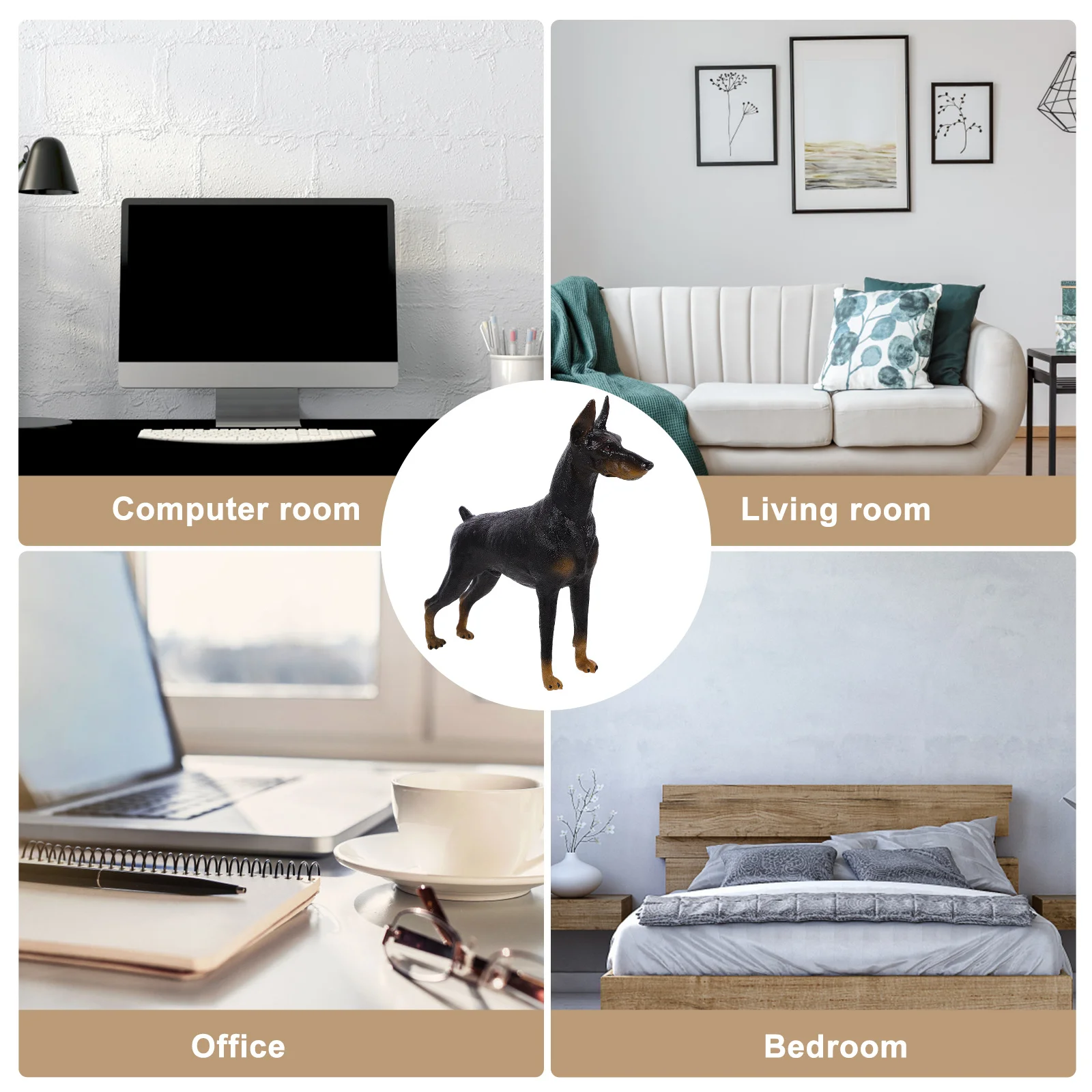 

1pc Simulation Doberman Dog For Home Office Dobermann Ornament Car Decor Desktop Ornament Dobermann Dog Model Pcs