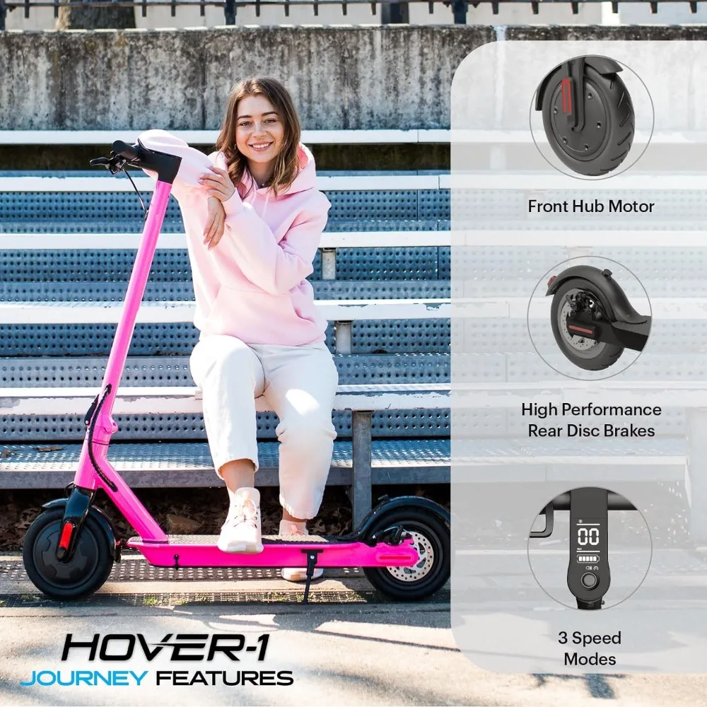 Journey-Scooter elétrico com display LCD, pneus de alta aderência, 16 Mile Range, 5HR Charge, 8, 5 Polegada, 220lb Max Weight, 14MPH