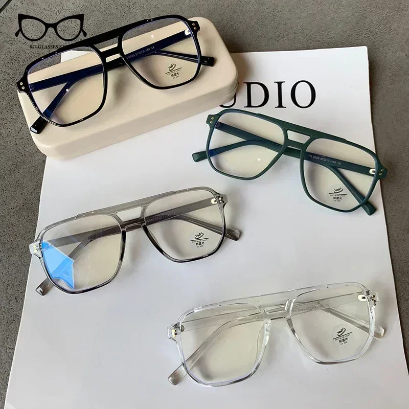 2024 Fashion Anti-blue Light Glasses Men Women Transparent Computer Glasses Frame Retro Myopia Glasses Square Eyeglasses