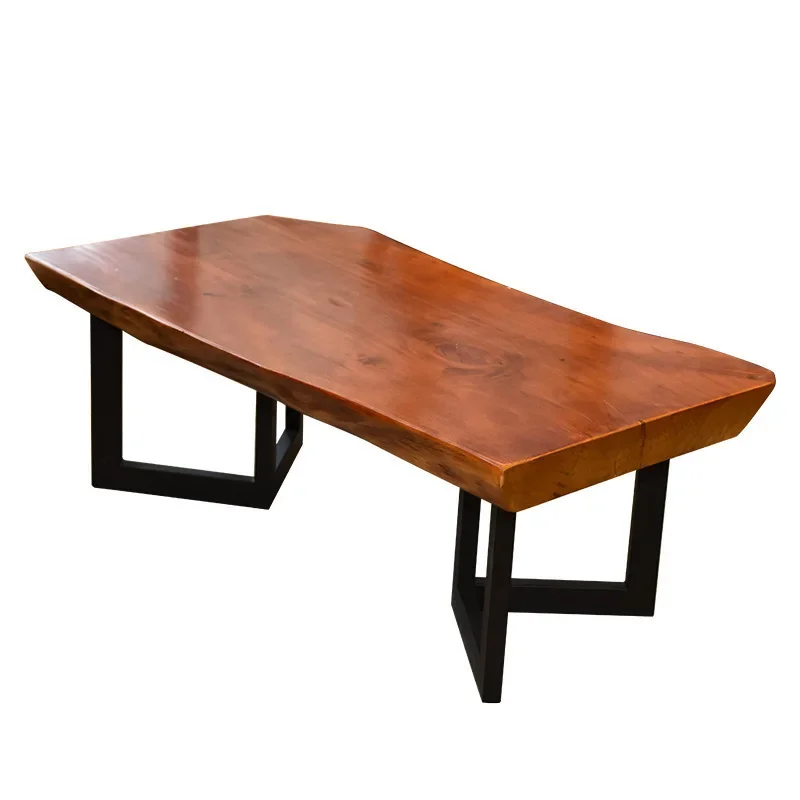 

Rural solid wood panel sofa, coffee table, small apartment homestay, living room tea table