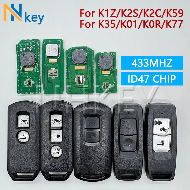 Aftermarket key For Motorcycle K1Z K77 K01 K35 K0R K59 K2S K2C ID47 CHIP 433MHZ For Motorcycle Remote Key
