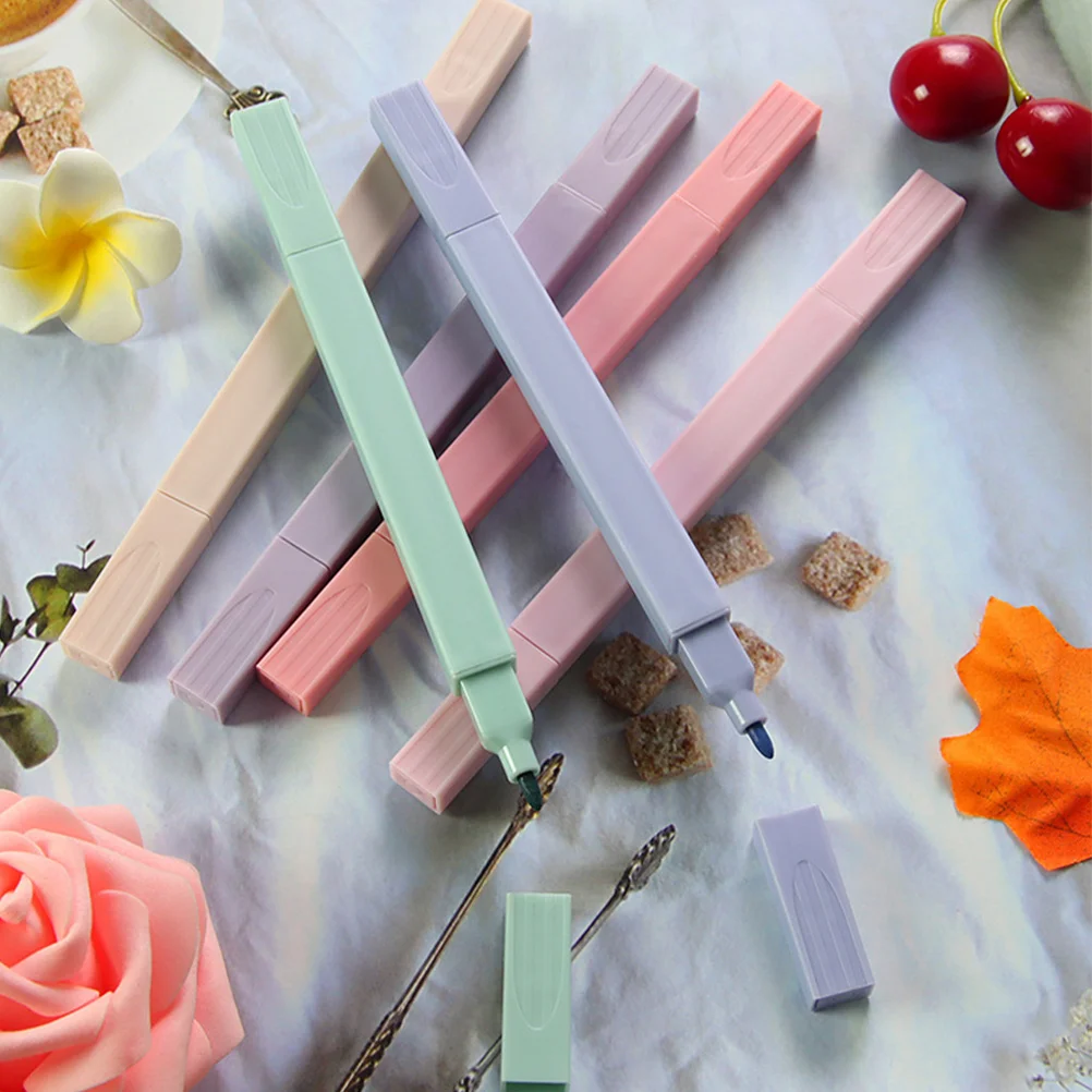 12 Pcs Double Ended Highlighter School Scrapbook Marker Supply Marking Pen Portable Compact Bookmark Bright Color Long Lasting