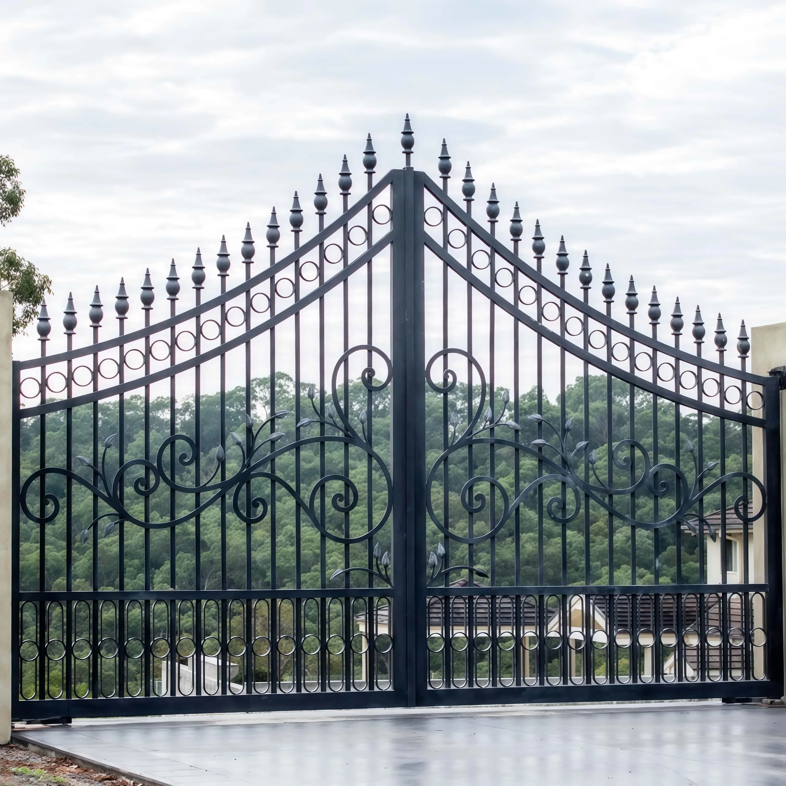 &*Competitive Price Swing Front Garden Gates Hurricane Proof Grill Design Swing Folding Gate Iron Garden Gate