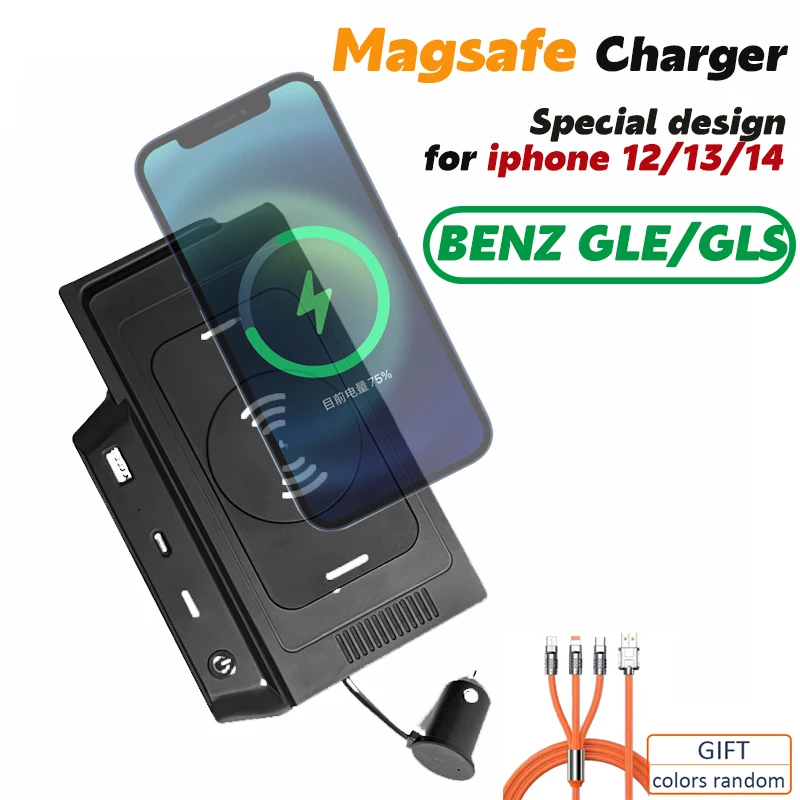 

Magsafe charger for mercedes benz gle350 gls w166 x166 c292 car wireless fast charging holder accessories for iphone12 13 14