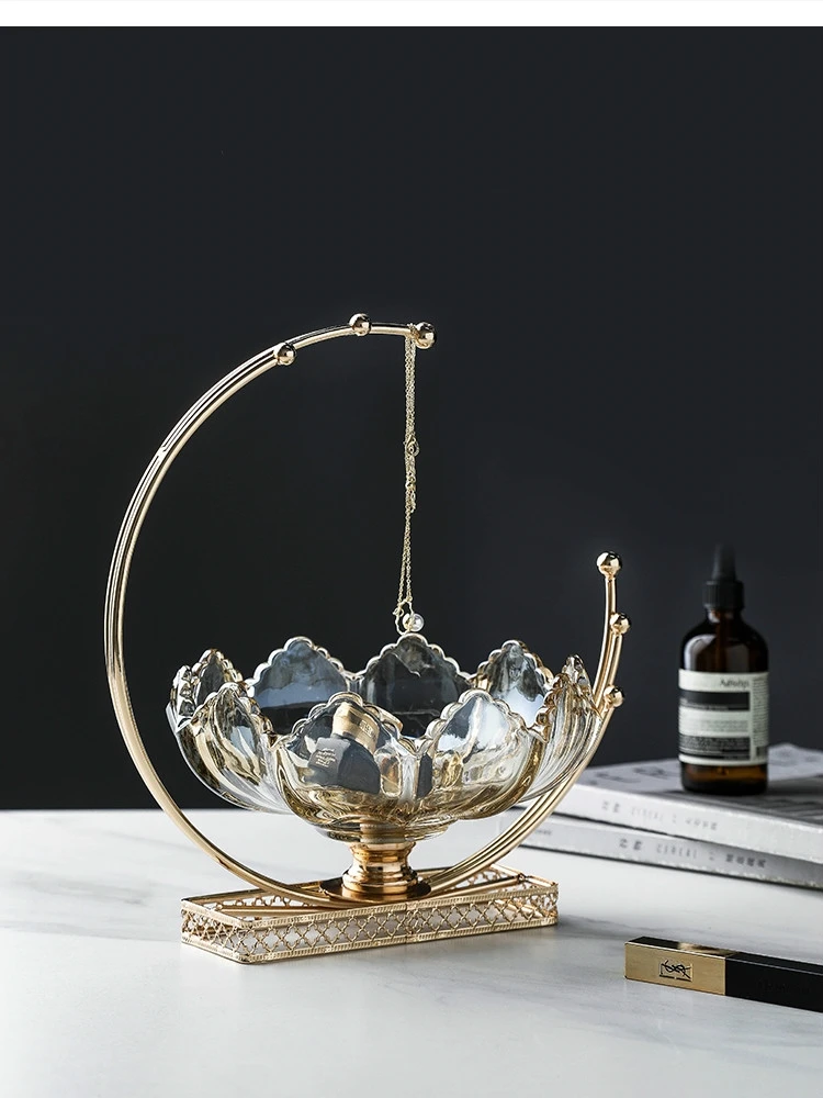 Light Luxury American Glass Fruit Tray Home Living Room Coffee Table Snack Plate Desktop Decoration Storage Bowl