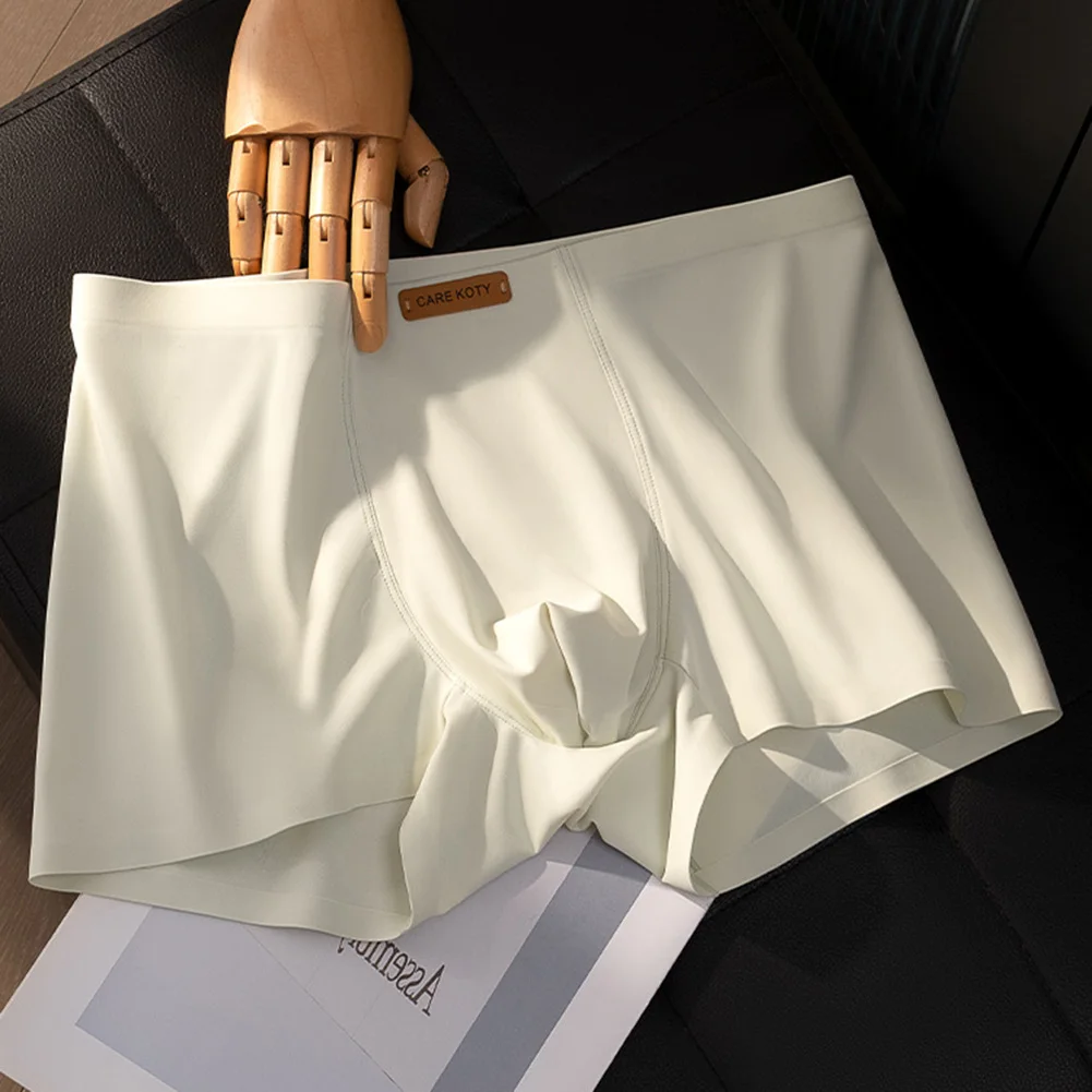 Silky Soft Breathable Panties Men Ice Silk Boxers Shorts Underwear Middle Waist Youth Casual Fashion Underpants