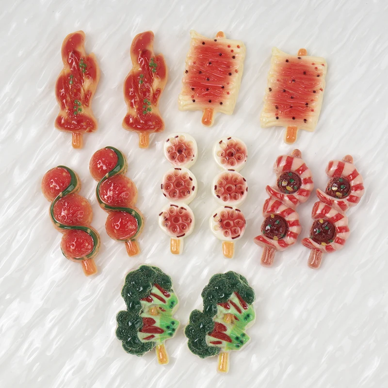 12PCS Mini BBQ Flat Back Resin Figurines DIY Scrapbook Bow Hair Clip Materials Resin Accessories Home Crafts Dollhouse Scrapbook