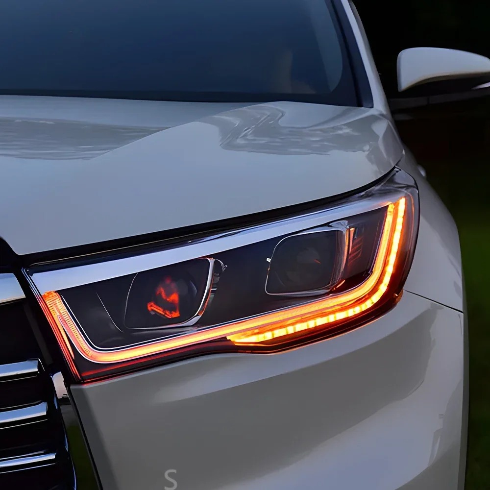 トヨタハイランダー 2015-2017 車のフロントランプアセンブリアップグレードブリンクダイナミック 2 プロジェクターレンズヘッドライトツールアクセサリー