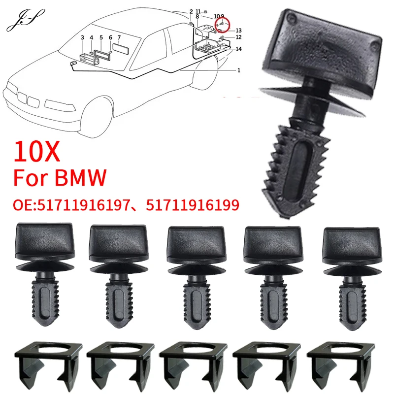 10X Plastic Dash Cover Boot Lining Trim Clips 483554 For BMW 3-Series E30 E36 E46 E60 E93 FCP-0281x00010 51471923983/51711916197