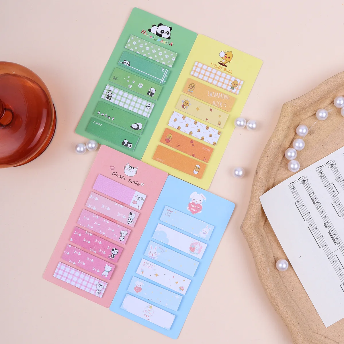 Cute Korean Animal Panda Chick Duck Sticky Notes Creative Memo Pads Index Tabs For Office School Korean Stationery Bundle
