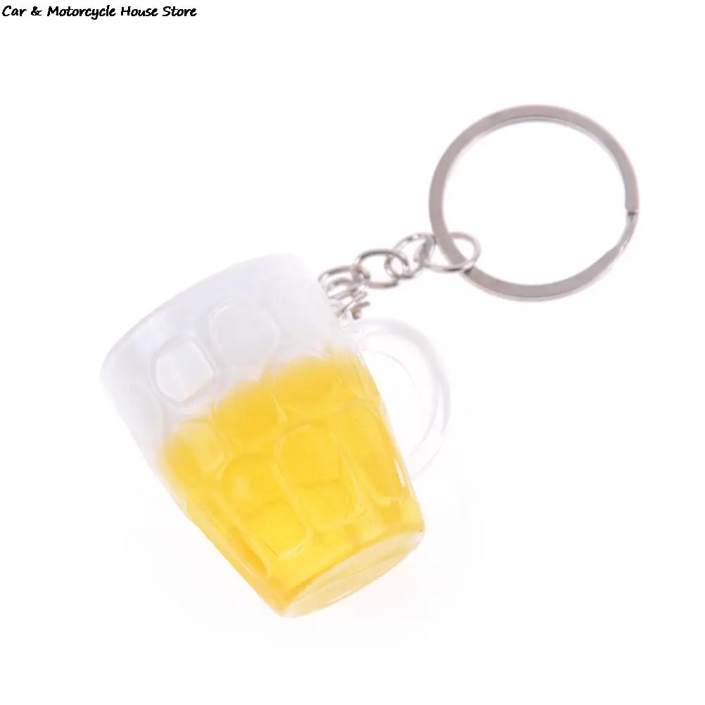 سلسلة مفاتيح إبداعية فريدة من الراتنج للنساء ، مشغولات يدوية فريدة ، حلقة مفاتيح رائعة ، دلاية كأس بيرة محاكاة صغيرة ، هدية مجوهرات حرفية ، 1 روض #3