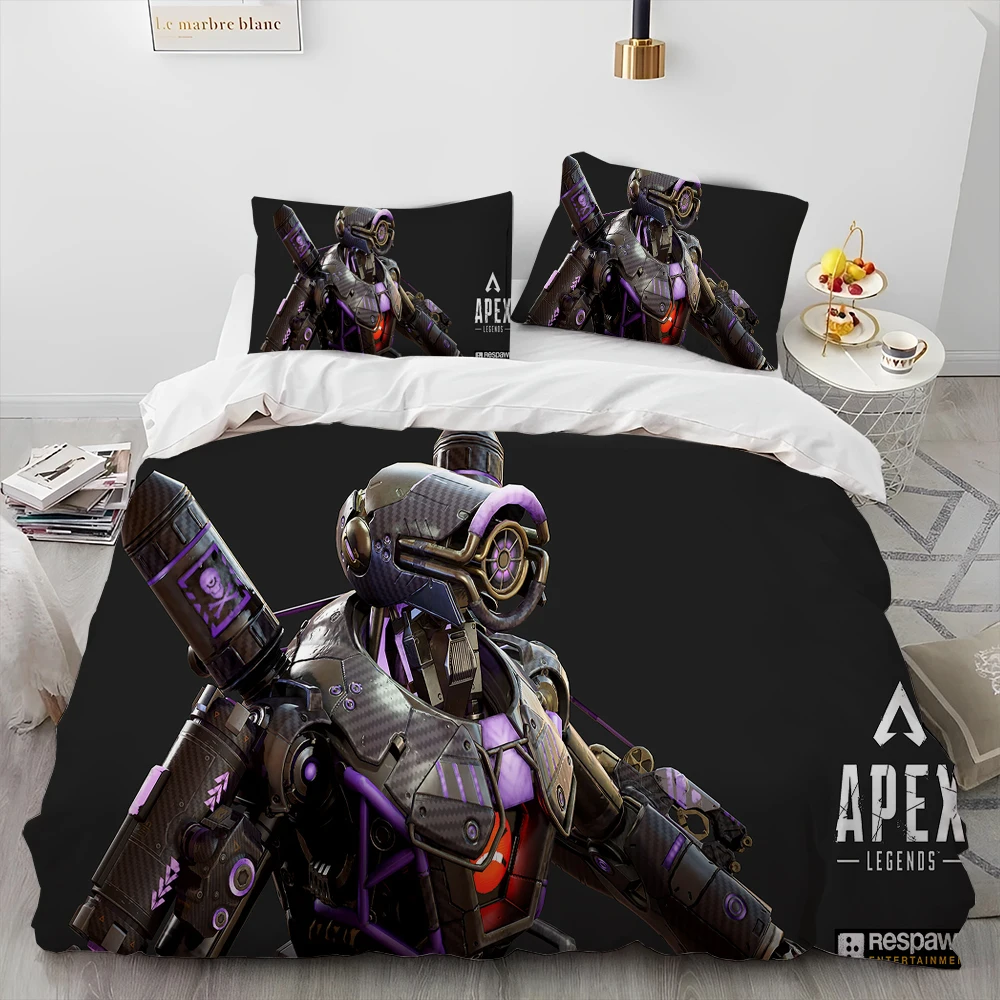 A-Apex Legends Game Gamer Cartoon Comforter طقم سرير، غطاء لحاف طقم سرير غطاء لحاف كيس وسادة، طقم سرير مقاس كينج كوين #2