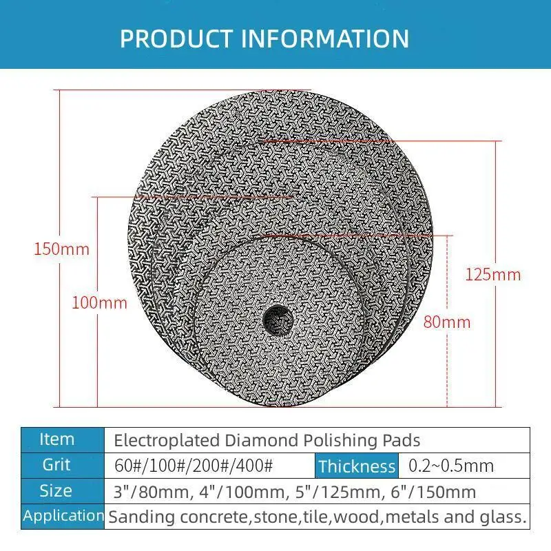 Tampons de ponçage en diamant galvanisé 3 