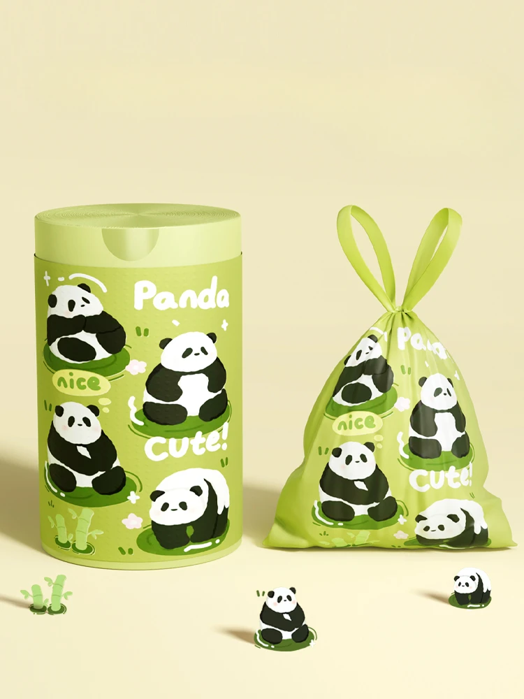 Drawstring Garbage Bag Household Thin Volume Panda Printing Portable Closing The Mouth Puncture Resistant Plastic Bags