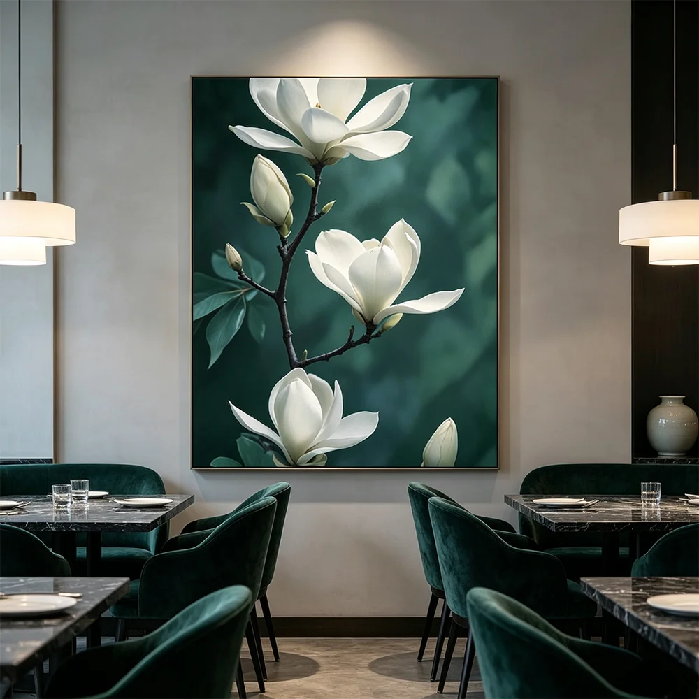 Yulan Magnolia Canvas Painting Floral Wall Art Prints Decor Bedroom Flower Canvas Poster Elegant Picture Home Decor