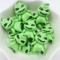 10PCS Halloween Green Ghost Flat Back Resin Figurines DIY Scrapbook Bow Accessories Home Crafts