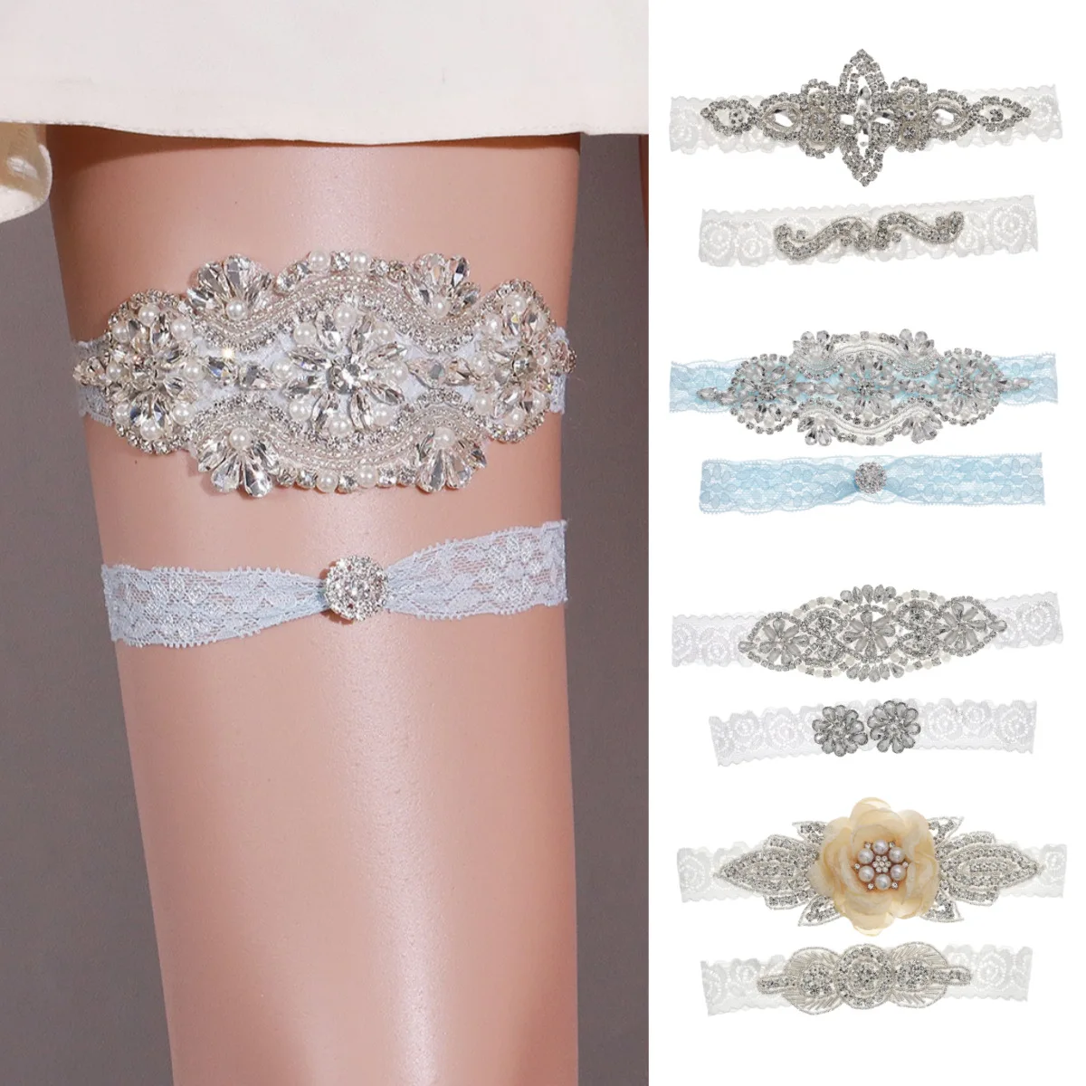 Elegant Double Layer Rhinestones Women's Garter Luxury Heavy Jewelry Leg Chain Party Performance Body Jeweery Accessorie As Gift