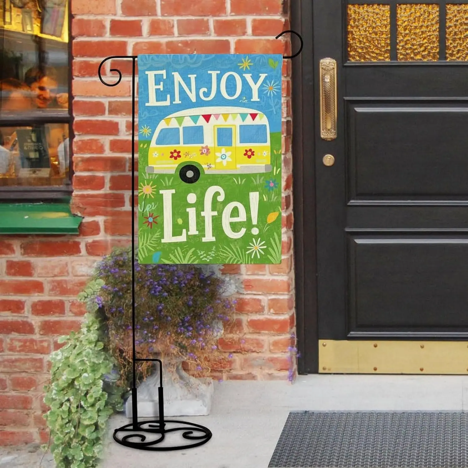 Happy Camper Enjoy Life Garden Flag 12x18 Inch Double Sided, Small Yard All Season Outdoor Decoration AAS