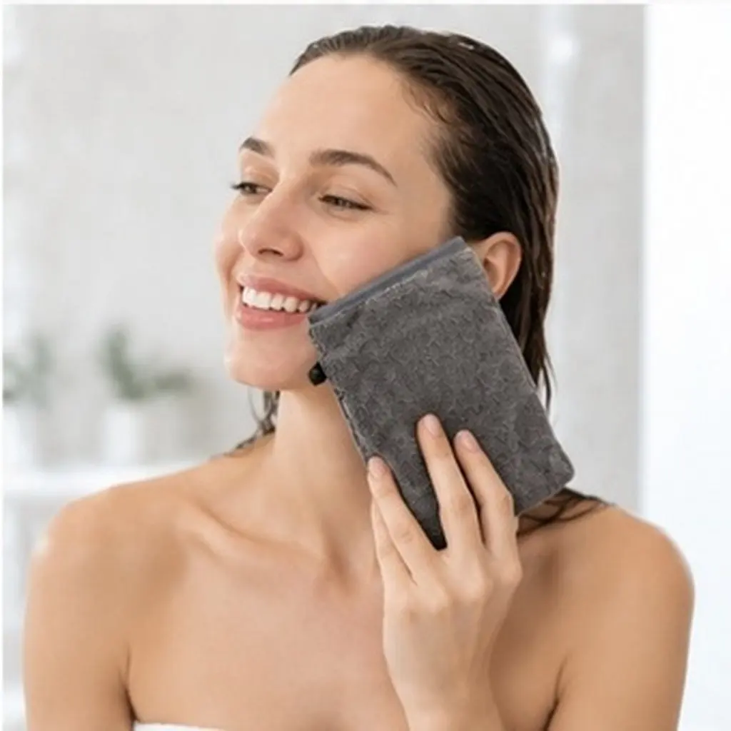 4Pcs Household Face Mitts Soft Makeup Removing Gloves Reusable Washable Convenient Facial Cleaning Mitts Comfortable Portable