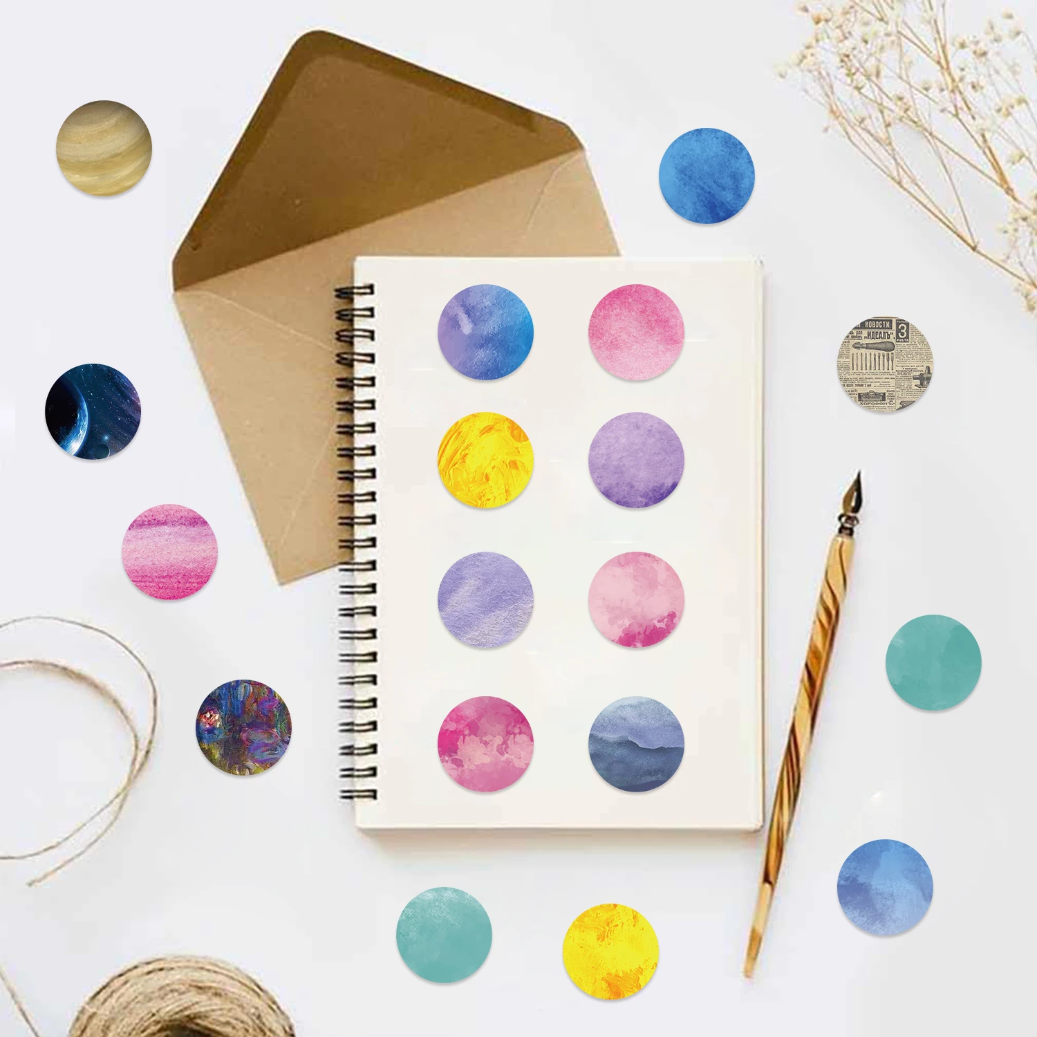 8 pçs monet jardim redondo ponto adesivos legal dos desenhos animados adesivos notebook diy decoração adesivos à prova dwaterproof água e durável presente do festival