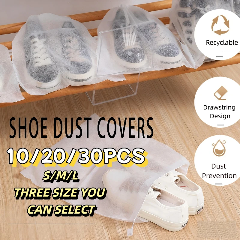 10/20/30PCs Anti-Yellowing Disposable Shoe Drying Bags Non-Woven Dustproof Covers Drawstring Drying Shoe Protectio Protection