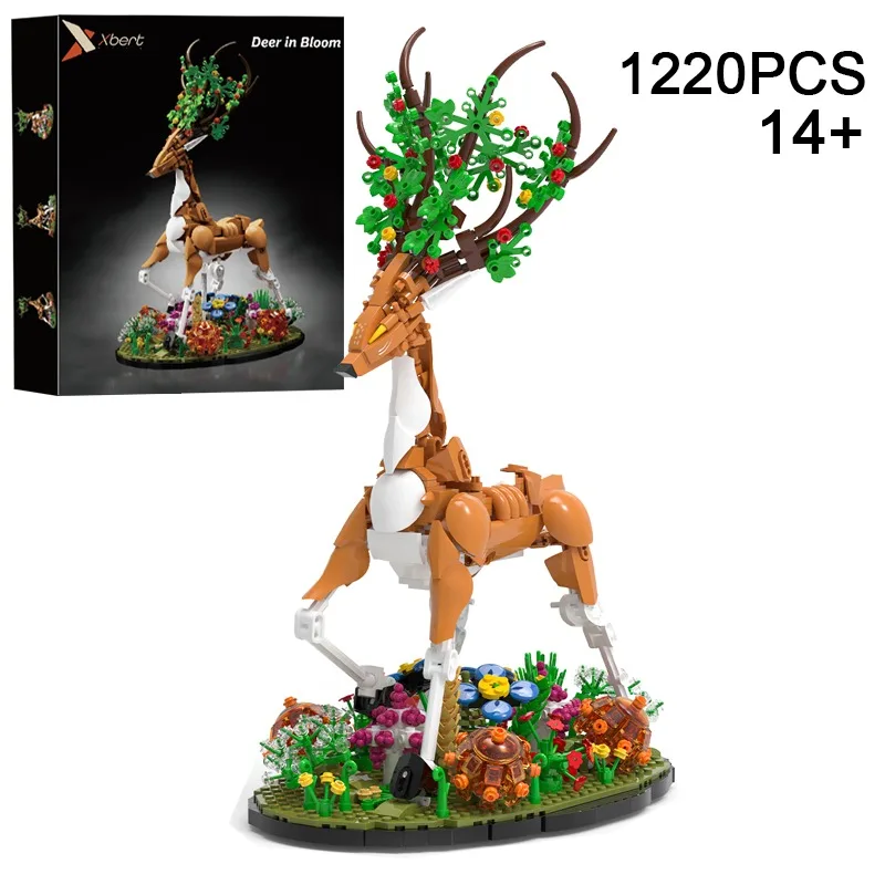 

1220PCS Creative Deer in Bloom a Floral Fantasy Building Blocks Construction Bricks Toy Birthday Gift For Children Kids