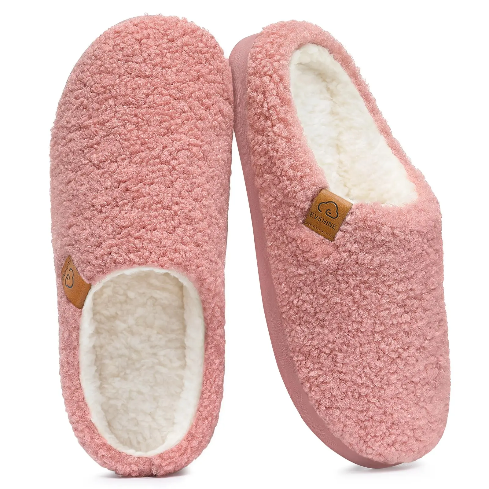 Smile Popcorn Winter Warm Women's Slipper With Fur Lining Indoor Bedroom Slippers Slip-On House Shoes With Memory Foam Insole