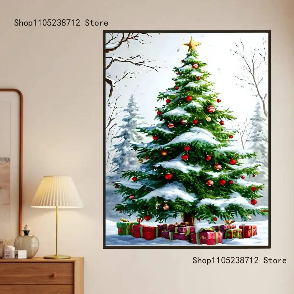 السنة الجديدة شجرة عيد الميلاد المشارك يطبع جدار صورة فنية اللوحة هدية غرفة المعيشة مطعم بار كبير ديسمبر ملصق