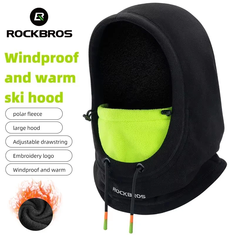 

ROCKBROS Winter Balaclava Men Women Full Face Mask Thermal Neck Warmer Hood Hat Thick Warm Fleece Windproof Skiing Cycling Cap