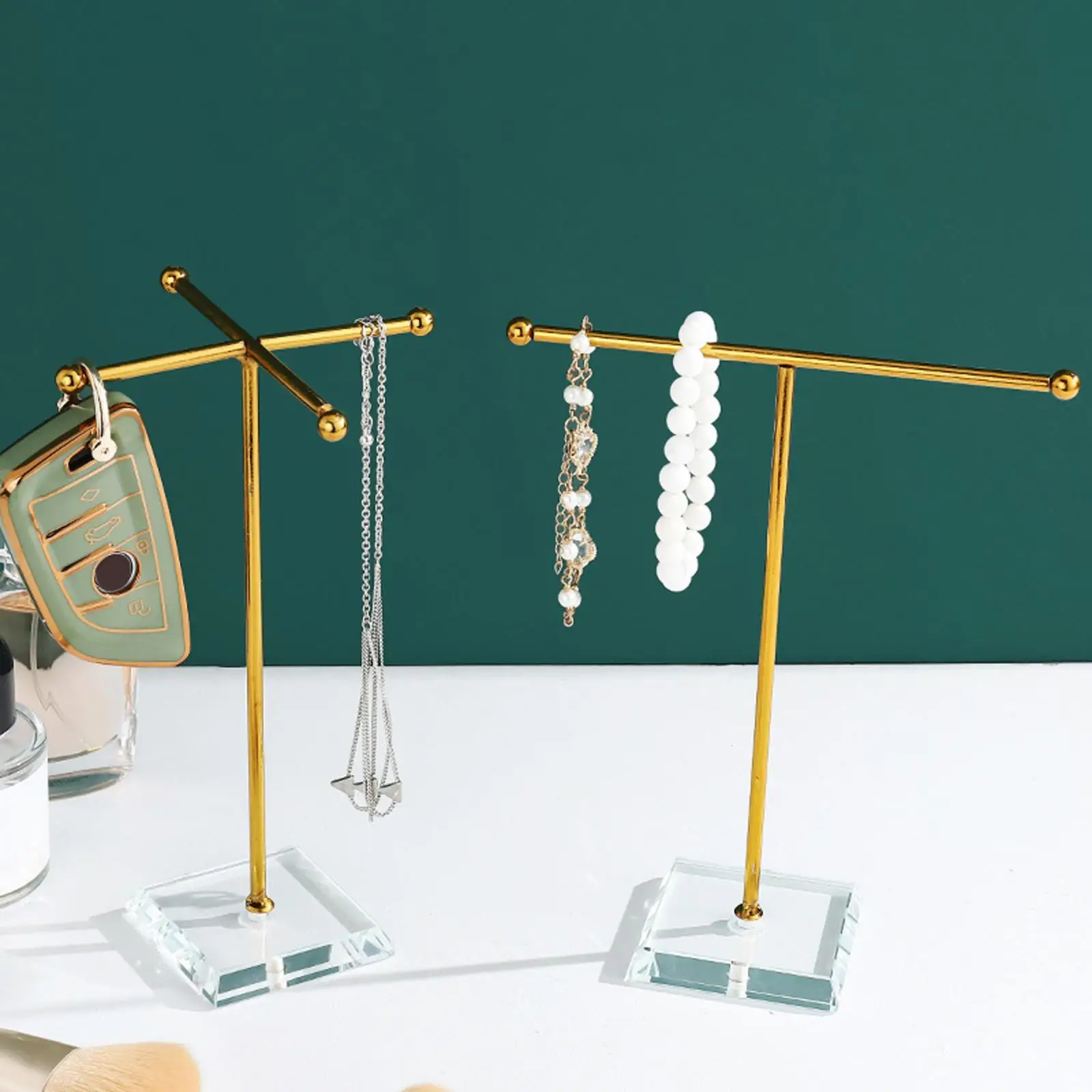 Metal Earring Display Stand T-shaped Earrings Ring Necklace Jewelry Organizer T-bar Watch Showing Shelf Jewelry Holder Rack